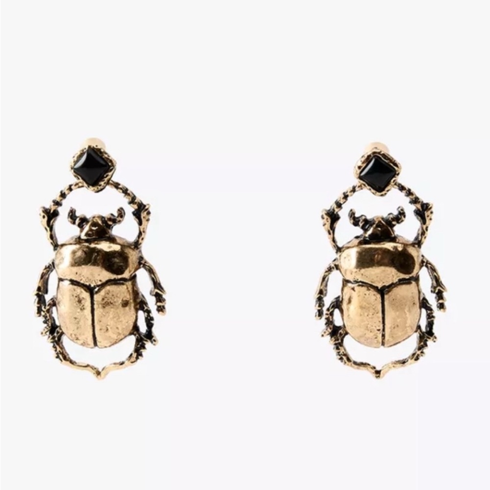 NWT Zara Gold and Black Beetle maxi Earrings